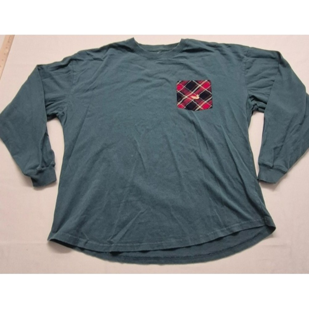 Southern Marsh Men's Shirt Medium Green Pocket Tee Long Sleeve Plaid Patchwork